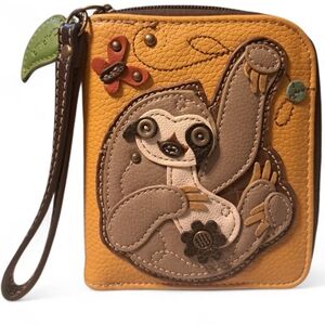 Chala Sloth Wallet Wristlet Yellow- Gold Gray
